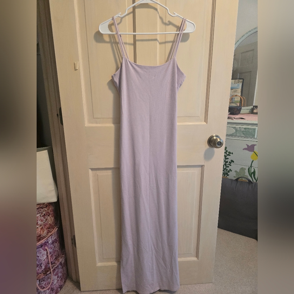 Lavender Spaghetti Strap Evening Gown